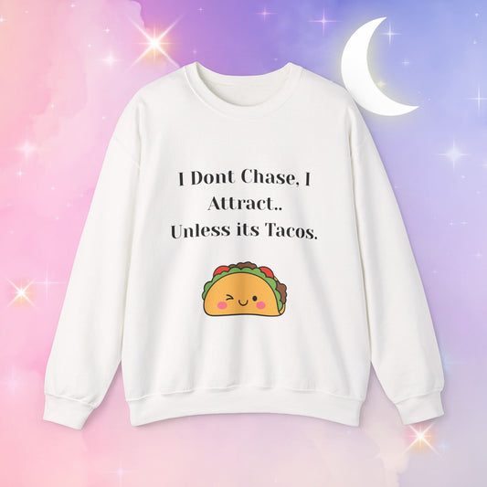 Taco-Themed Funny Crewneck Sweatshirt, Comfy Sweatshirt for Taco Lovers, Unisex Gift for Foodies, Casual Wear, Taco Gift