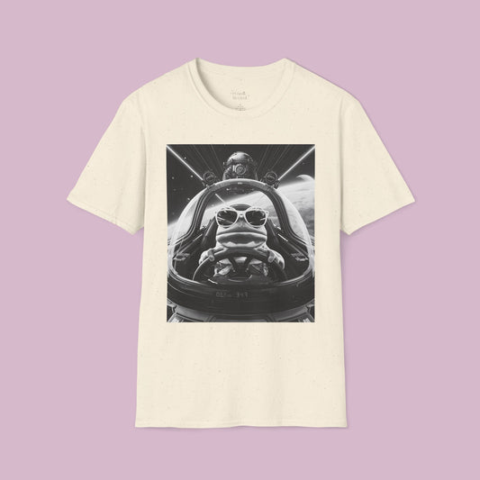 Space Frog Rocket Tee — 'Leaving Earth' Alien Frog Spaceship T-Shirt