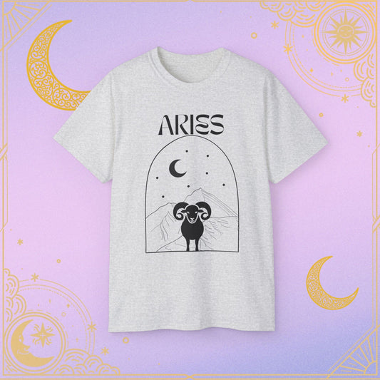 Astrology Aries Tee, Unisex Cotton Shirt, Zodiac Graphic T-Shirt, Birthday Gift, Horoscope Apparel, Astrology Fashion