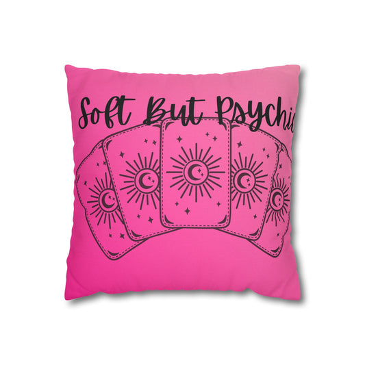 Soft But Psychic Pillowcase, Tarot Decor, Boho Home Accessories, Gift for Psychics, Cozy Lounge Decor