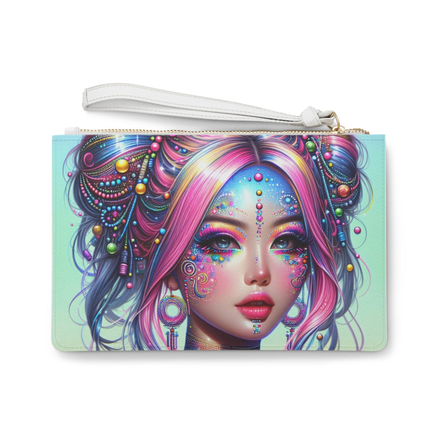 Vibrant Art Clutch Bag, Colorful Makeup Pouch, Festival Accessory, Gift for Her, Boho Chic Organizer