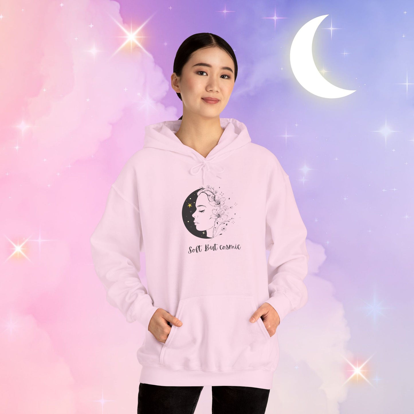 Moonlit Inspiration Unisex Heavy Blend Hoodie, Cozy Sweatshirt for Self-Care, Gift for Her, Custom Quote Apparel, Winter Fashion
