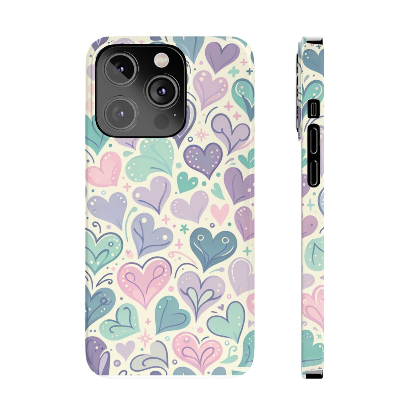 Whimsical Heart Slim Phone Case - Cute Coaster, Valentine's Gift, Gift for Her, Love-themed Case, Colorful Phone Accessory