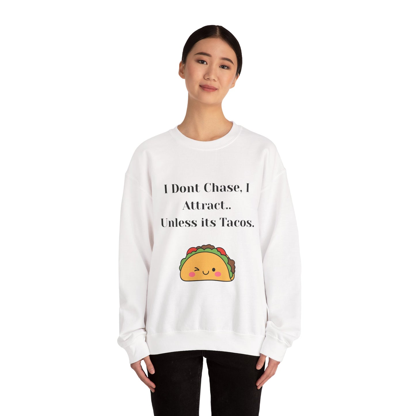 Taco-Themed Funny Crewneck Sweatshirt, Comfy Sweatshirt for Taco Lovers, Unisex Gift for Foodies, Casual Wear, Taco Gift