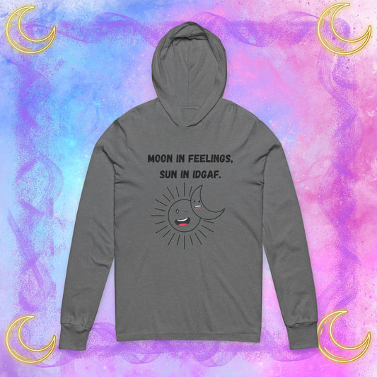 Chill Vibes Hoodie, Unisex Long Sleeve Tee for Moon Lovers, Perfect Gift for Astrology Fans, Relaxed Casual Wear, Cozy Layering Piece