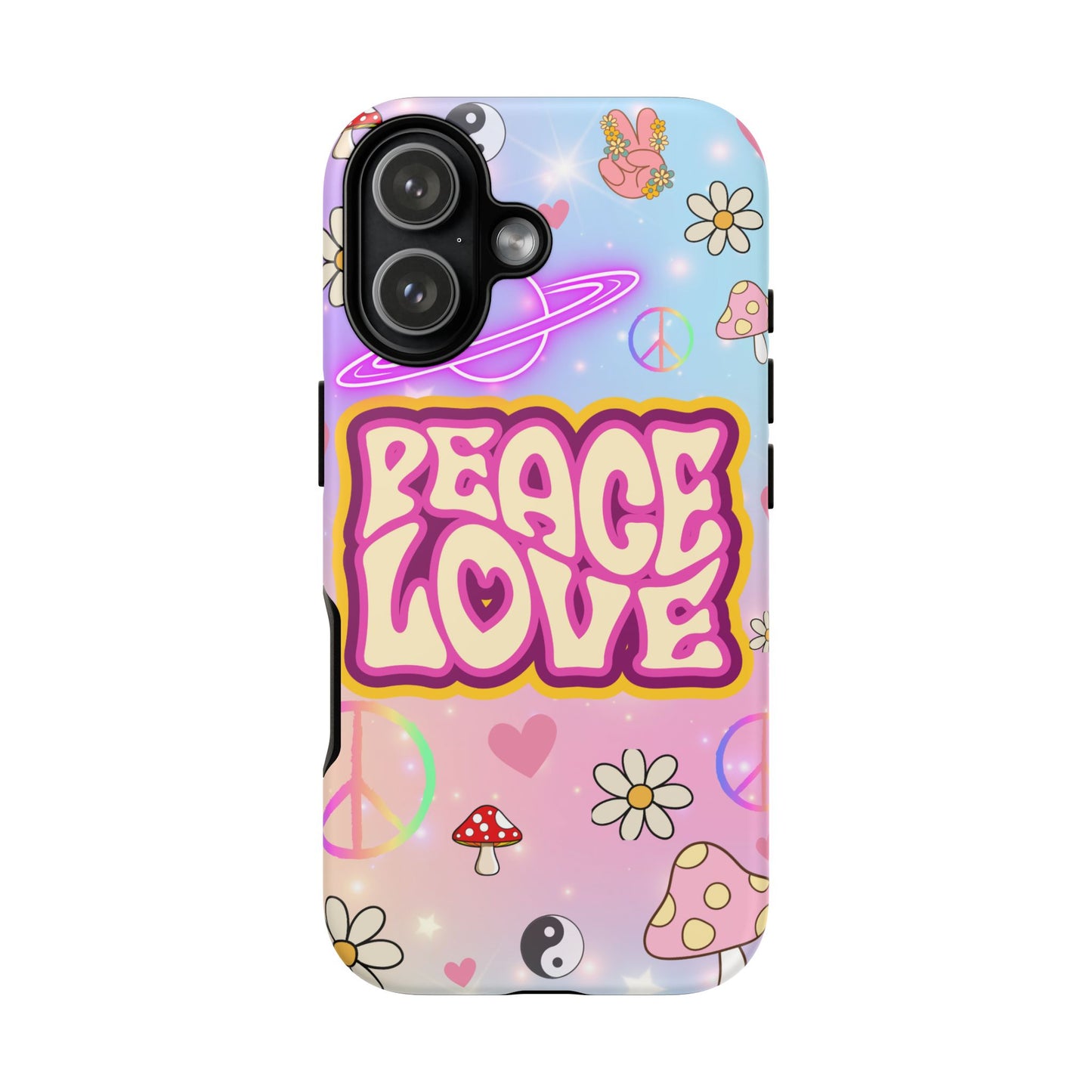 Peace and Love Phone Case, Retro Vibe Tough Case, Gift for Friends, Boho Aesthetic, Spring Celebration, Trendy Accessory
