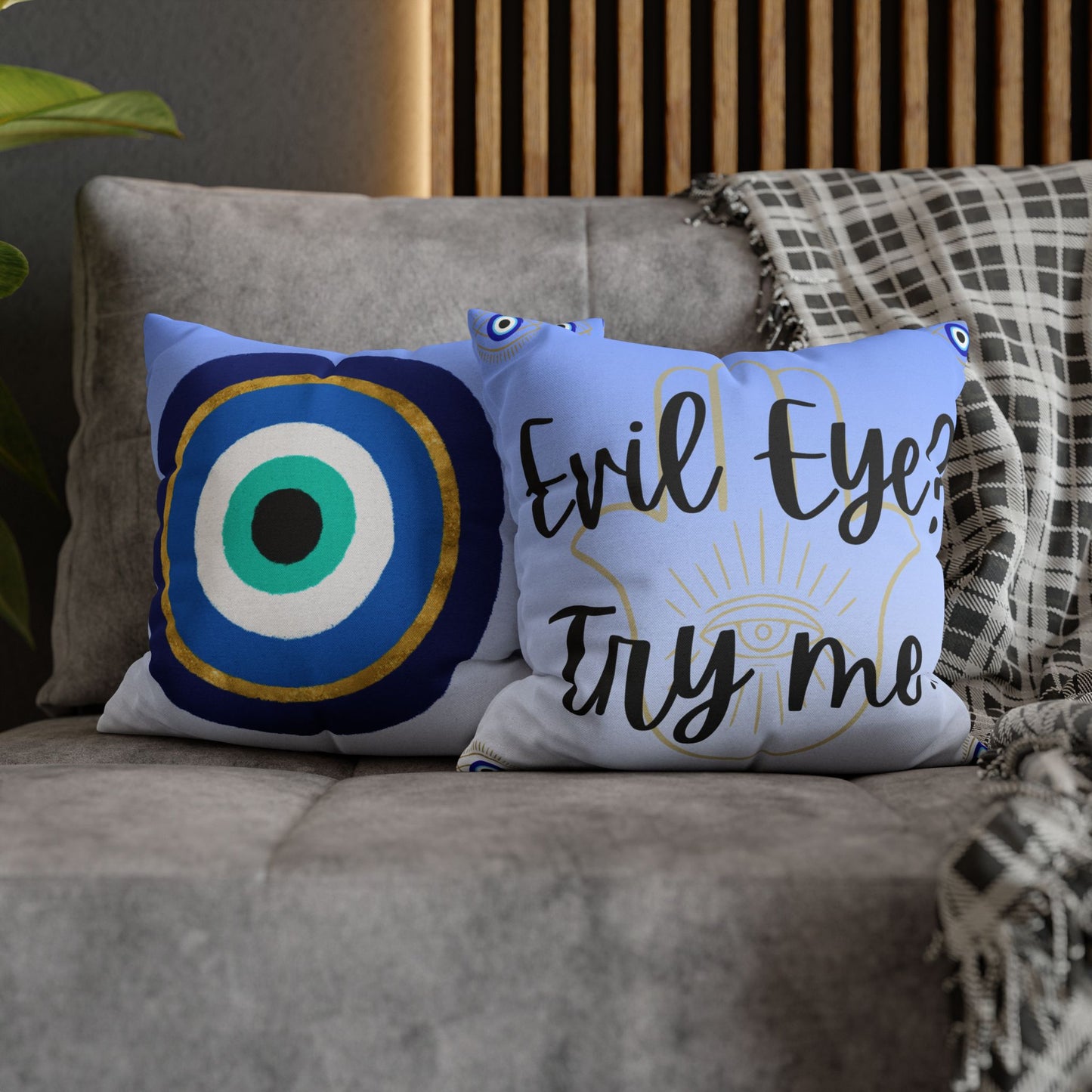 Evil Eye Pillowcase, Boho Decor, Home Styling, Meditation Gift, Spiritual Vibes, Protective Charm