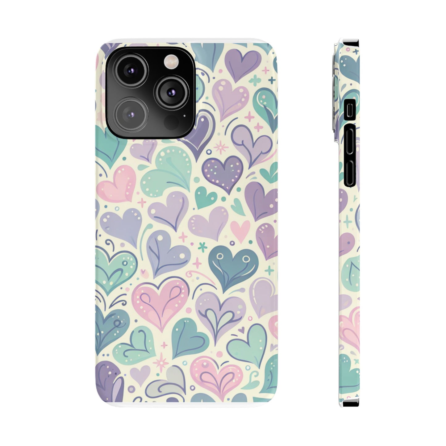 Whimsical Heart Slim Phone Case - Cute Coaster, Valentine's Gift, Gift for Her, Love-themed Case, Colorful Phone Accessory