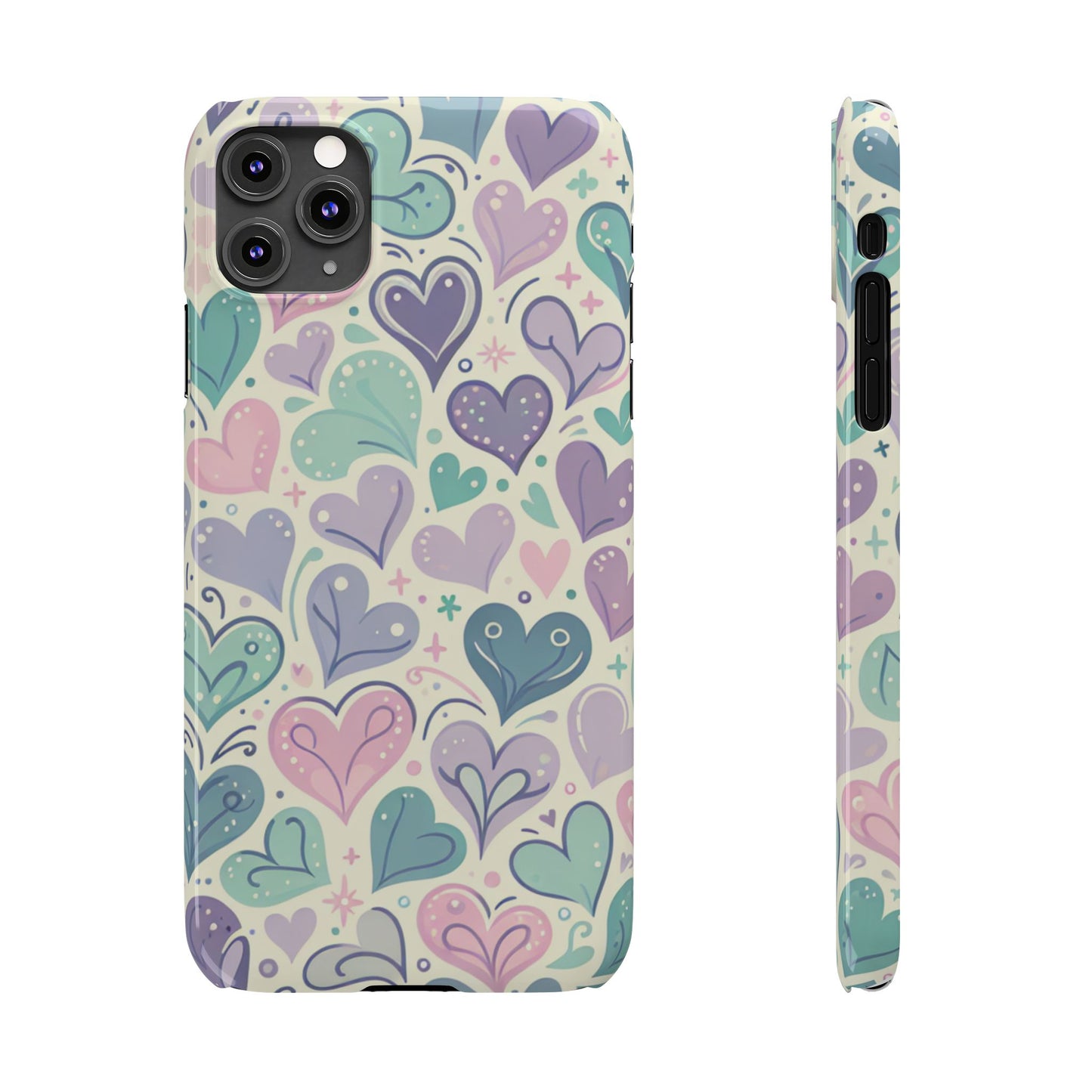 Whimsical Heart Slim Phone Case - Cute Coaster, Valentine's Gift, Gift for Her, Love-themed Case, Colorful Phone Accessory