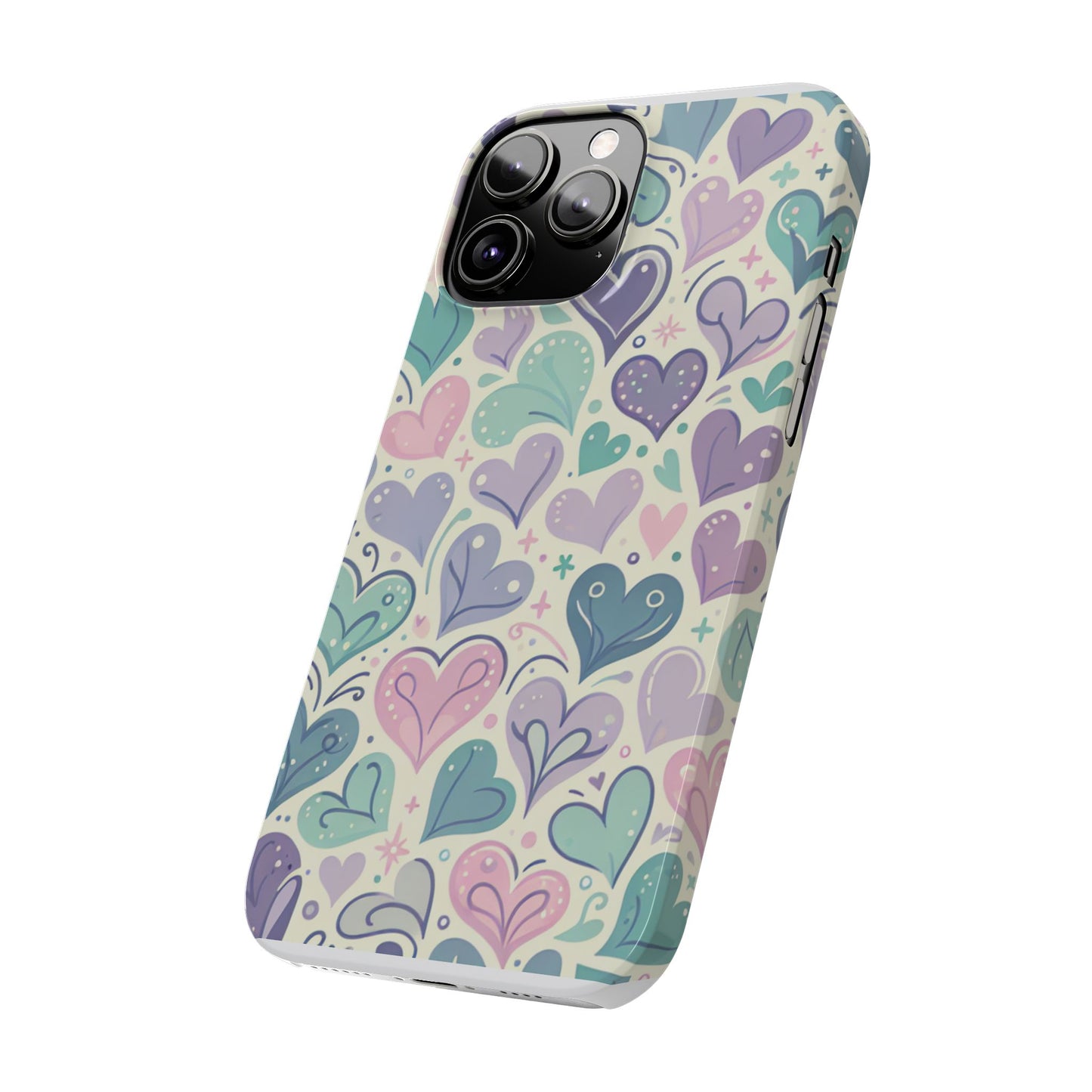 Whimsical Heart Slim Phone Case - Cute Coaster, Valentine's Gift, Gift for Her, Love-themed Case, Colorful Phone Accessory
