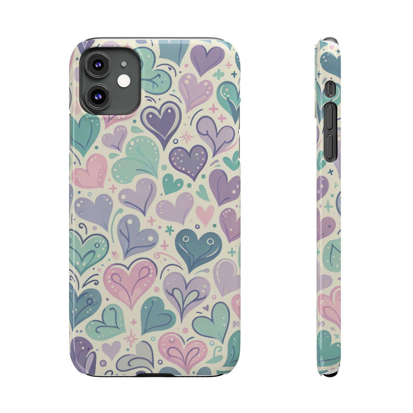 Whimsical Heart Slim Phone Case - Cute Coaster, Valentine's Gift, Gift for Her, Love-themed Case, Colorful Phone Accessory