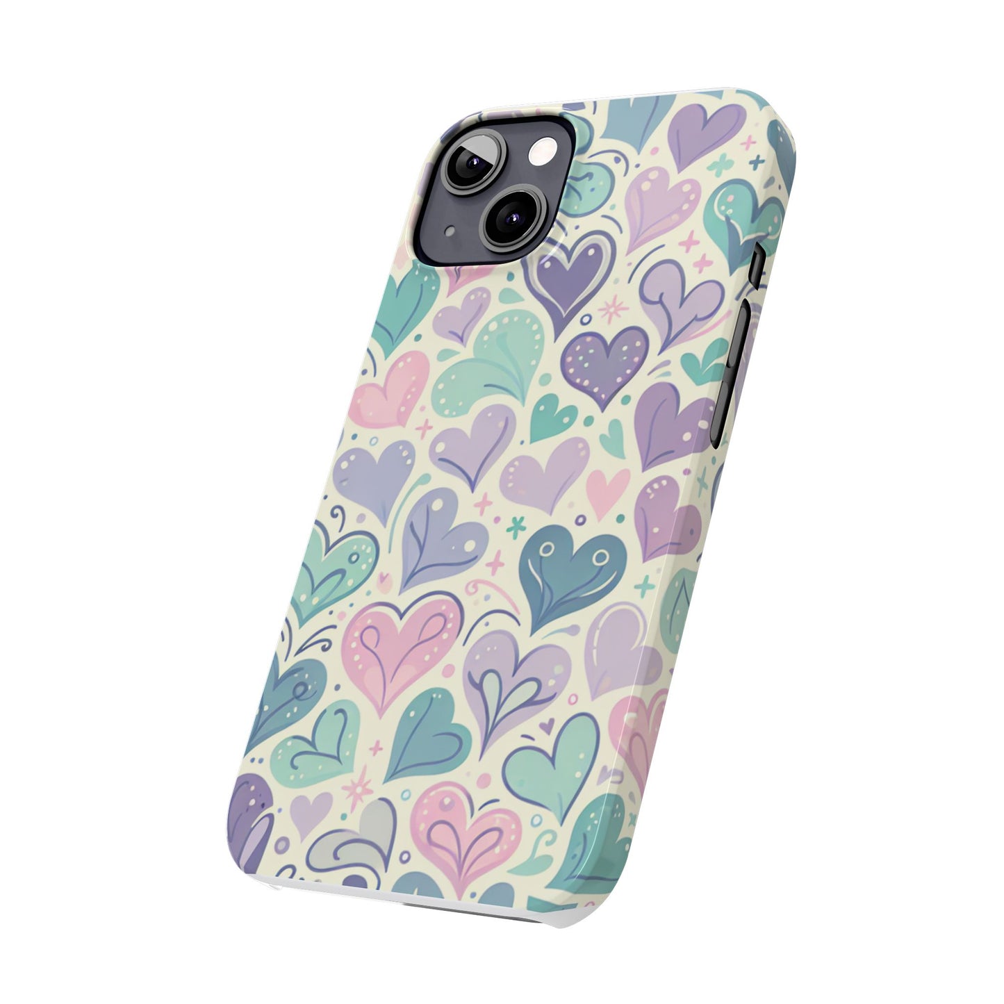 Whimsical Heart Slim Phone Case - Cute Coaster, Valentine's Gift, Gift for Her, Love-themed Case, Colorful Phone Accessory