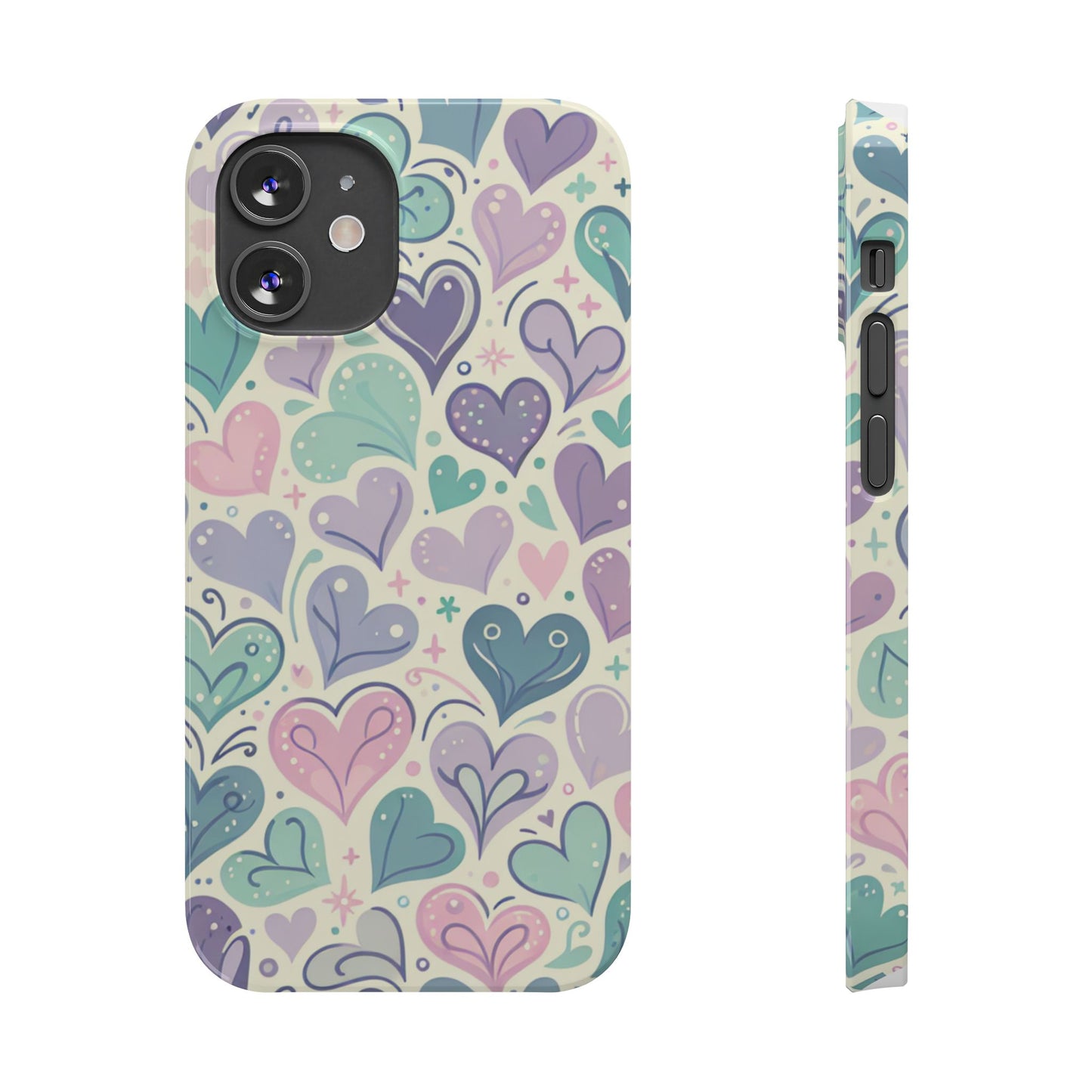 Whimsical Heart Slim Phone Case - Cute Coaster, Valentine's Gift, Gift for Her, Love-themed Case, Colorful Phone Accessory