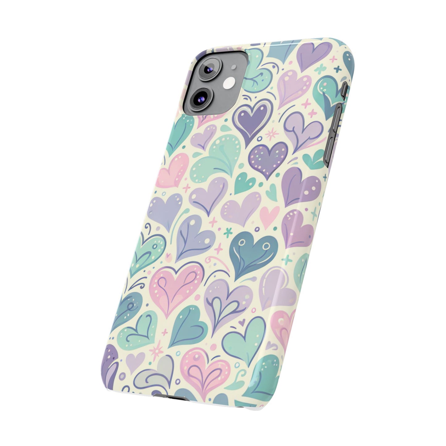 Whimsical Heart Slim Phone Case - Cute Coaster, Valentine's Gift, Gift for Her, Love-themed Case, Colorful Phone Accessory