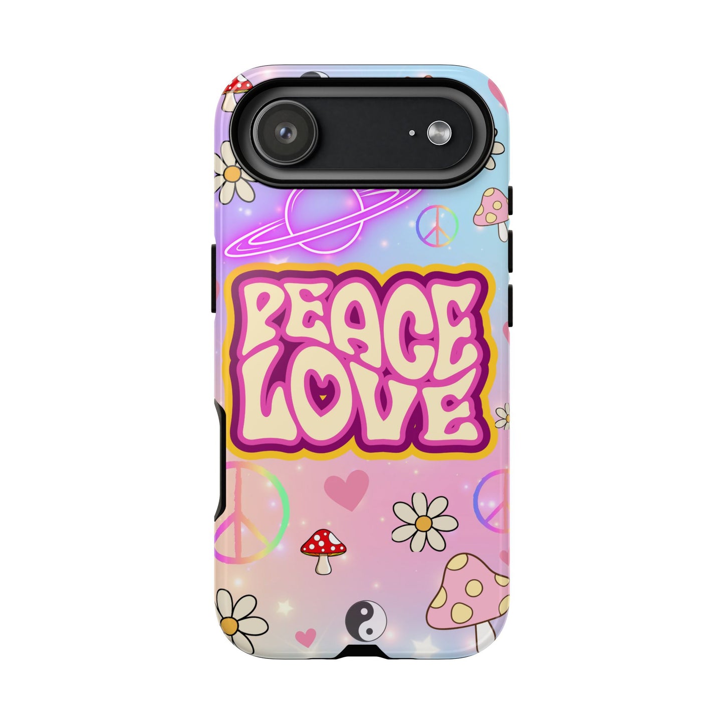Peace and Love Phone Case, Retro Vibe Tough Case, Gift for Friends, Boho Aesthetic, Spring Celebration, Trendy Accessory