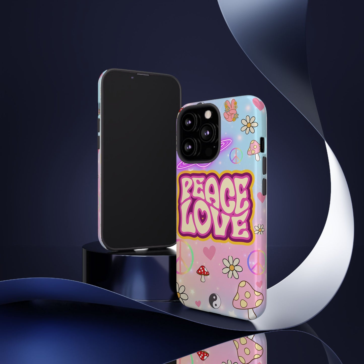 Peace and Love Phone Case, Retro Vibe Tough Case, Gift for Friends, Boho Aesthetic, Spring Celebration, Trendy Accessory