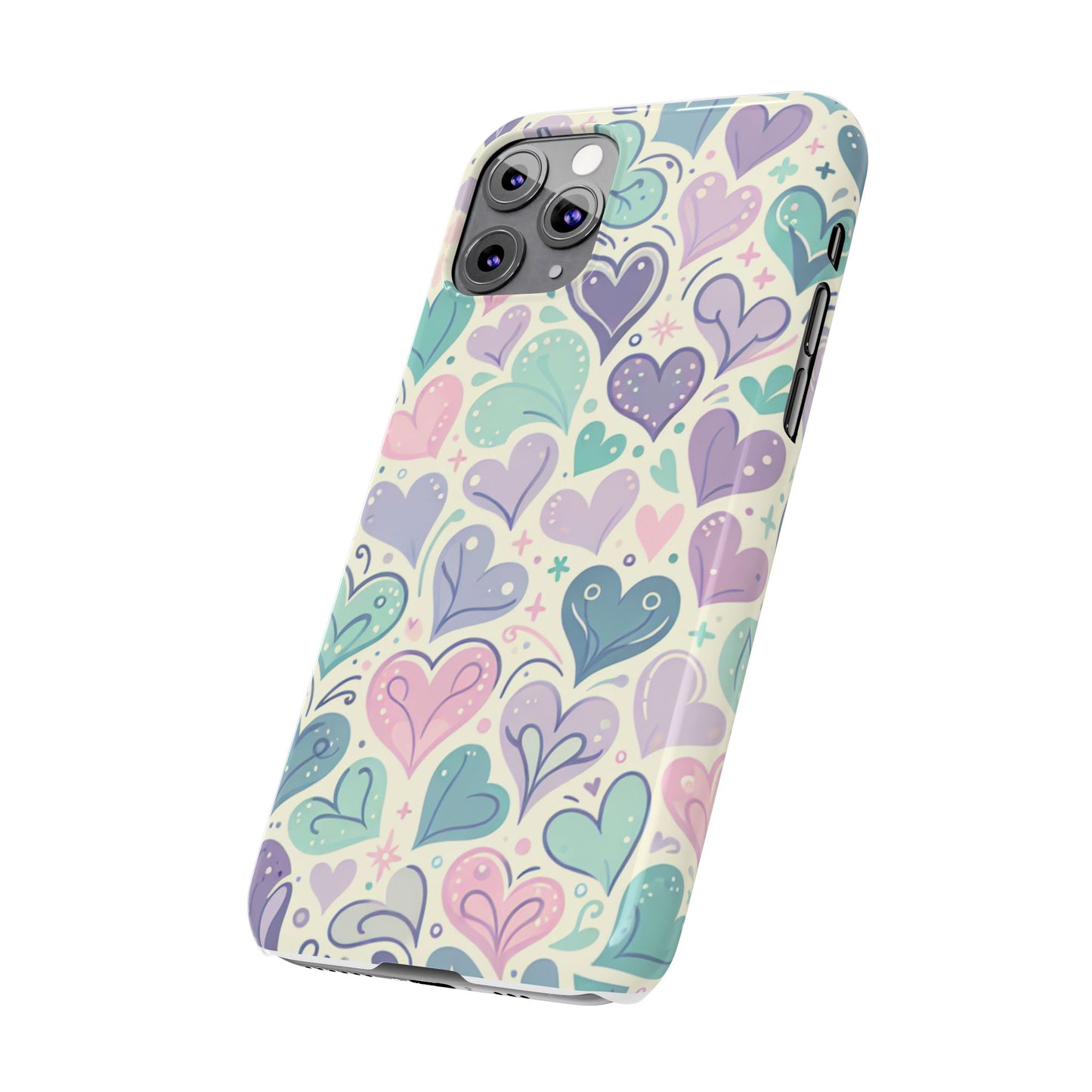 Whimsical Heart Slim Phone Case - Cute Coaster, Valentine's Gift, Gift for Her, Love-themed Case, Colorful Phone Accessory