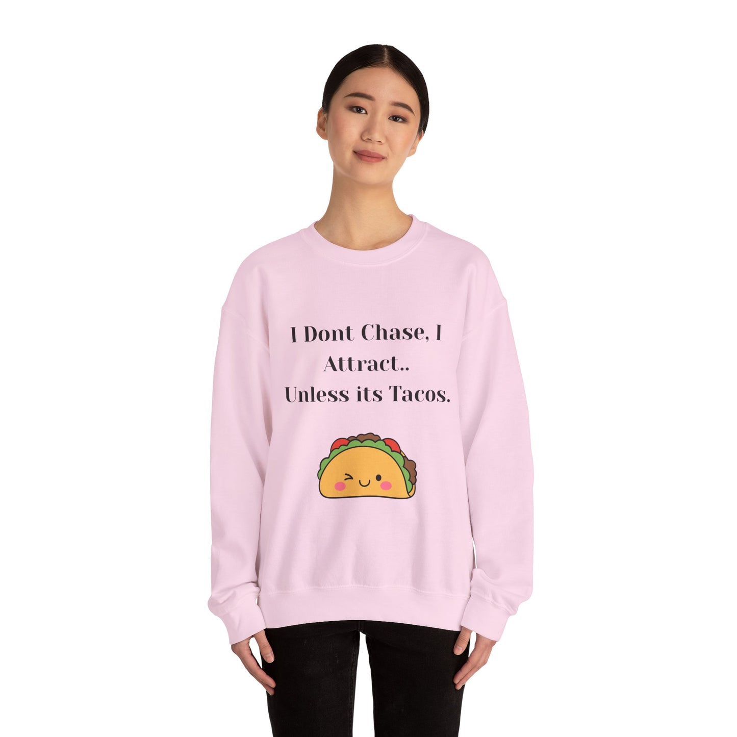 Taco-Themed Funny Crewneck Sweatshirt, Comfy Sweatshirt for Taco Lovers, Unisex Gift for Foodies, Casual Wear, Taco Gift