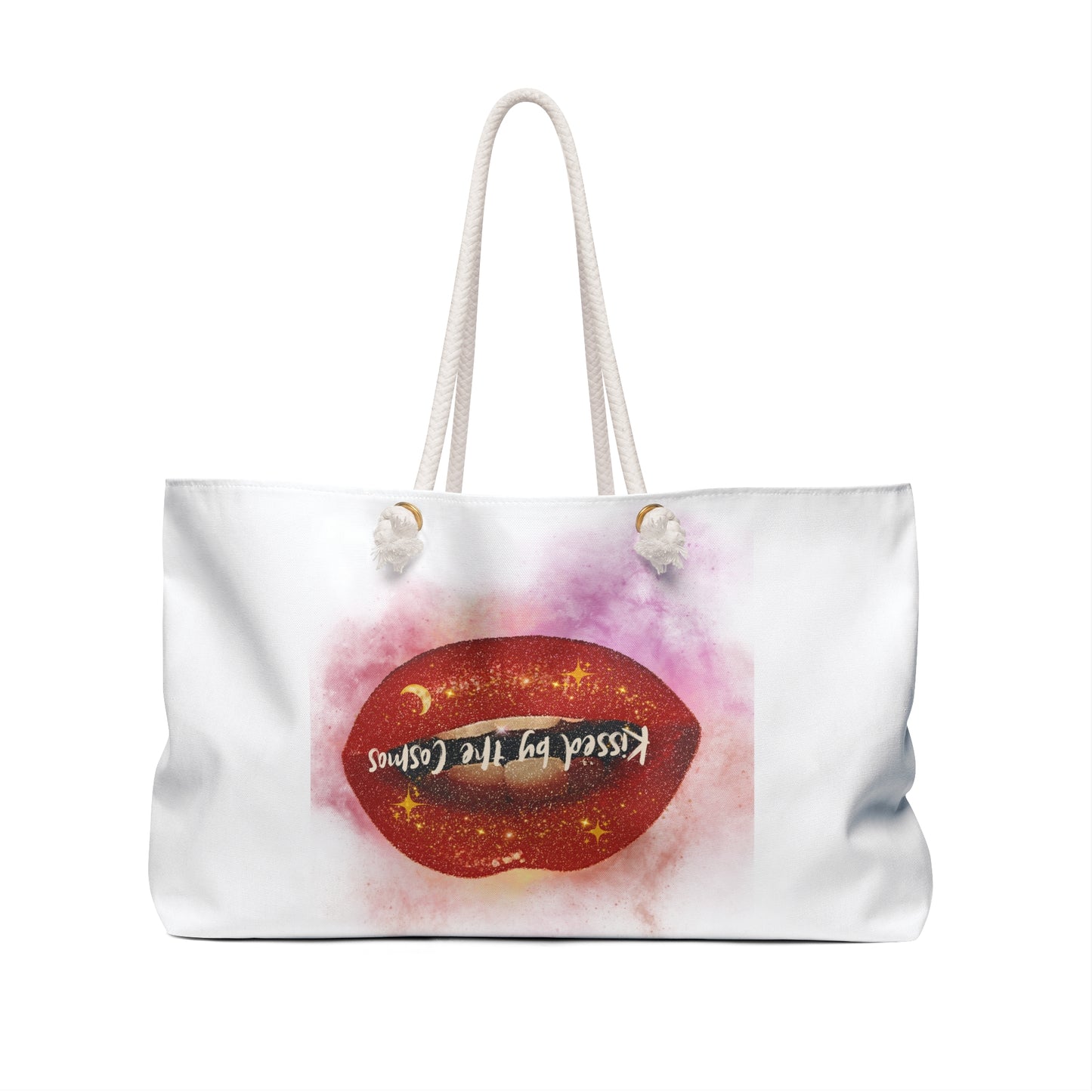 Chic Weekender Bag with Cosmic Kiss Design, Beach Bag, Travel Tote, Gift for Her, Lounge Bag, Overnight Bag