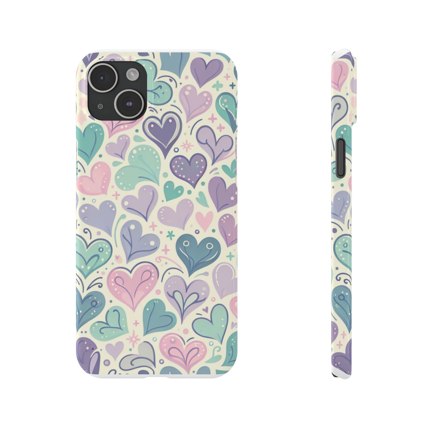 Whimsical Heart Slim Phone Case - Cute Coaster, Valentine's Gift, Gift for Her, Love-themed Case, Colorful Phone Accessory