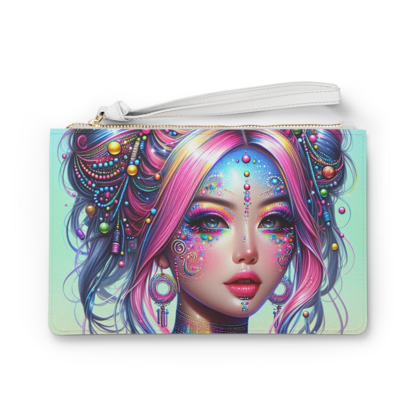 Vibrant Art Clutch Bag, Colorful Makeup Pouch, Festival Accessory, Gift for Her, Boho Chic Organizer