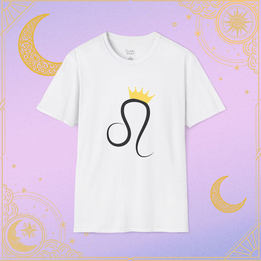 Leo Crown Unisex Softstyle T-Shirt, Zodiac Tee, Astrology Apparel, Birthday Gift, Horoscope Fashion, Celestial Style