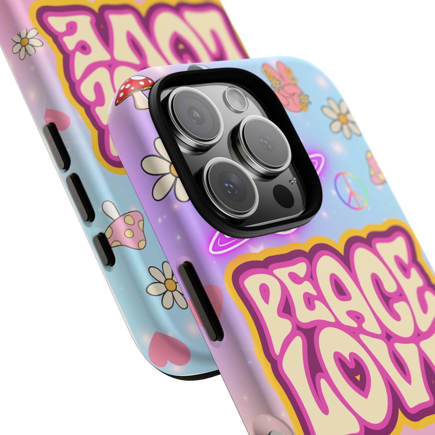Peace and Love Phone Case, Retro Vibe Tough Case, Gift for Friends, Boho Aesthetic, Spring Celebration, Trendy Accessory