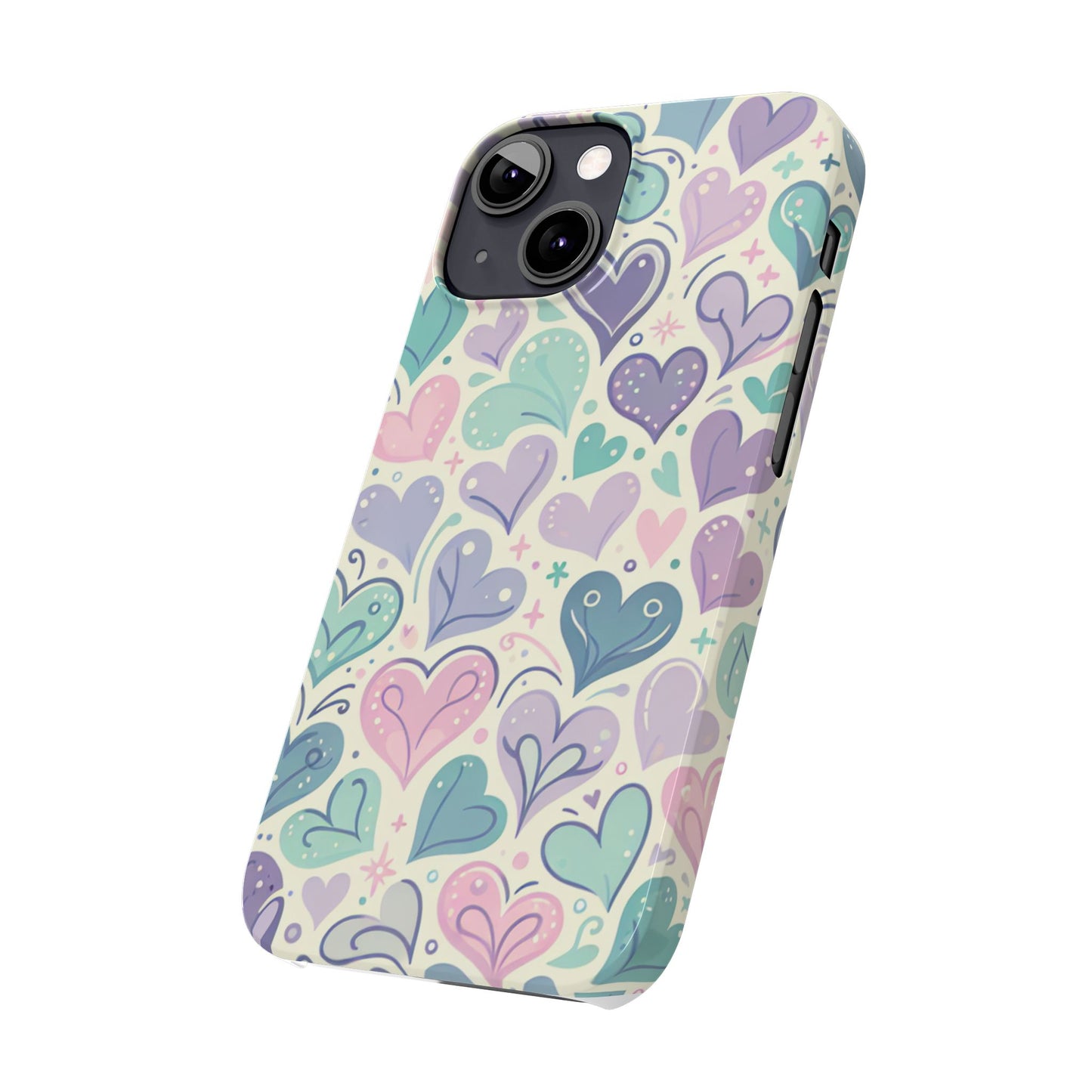 Whimsical Heart Slim Phone Case - Cute Coaster, Valentine's Gift, Gift for Her, Love-themed Case, Colorful Phone Accessory
