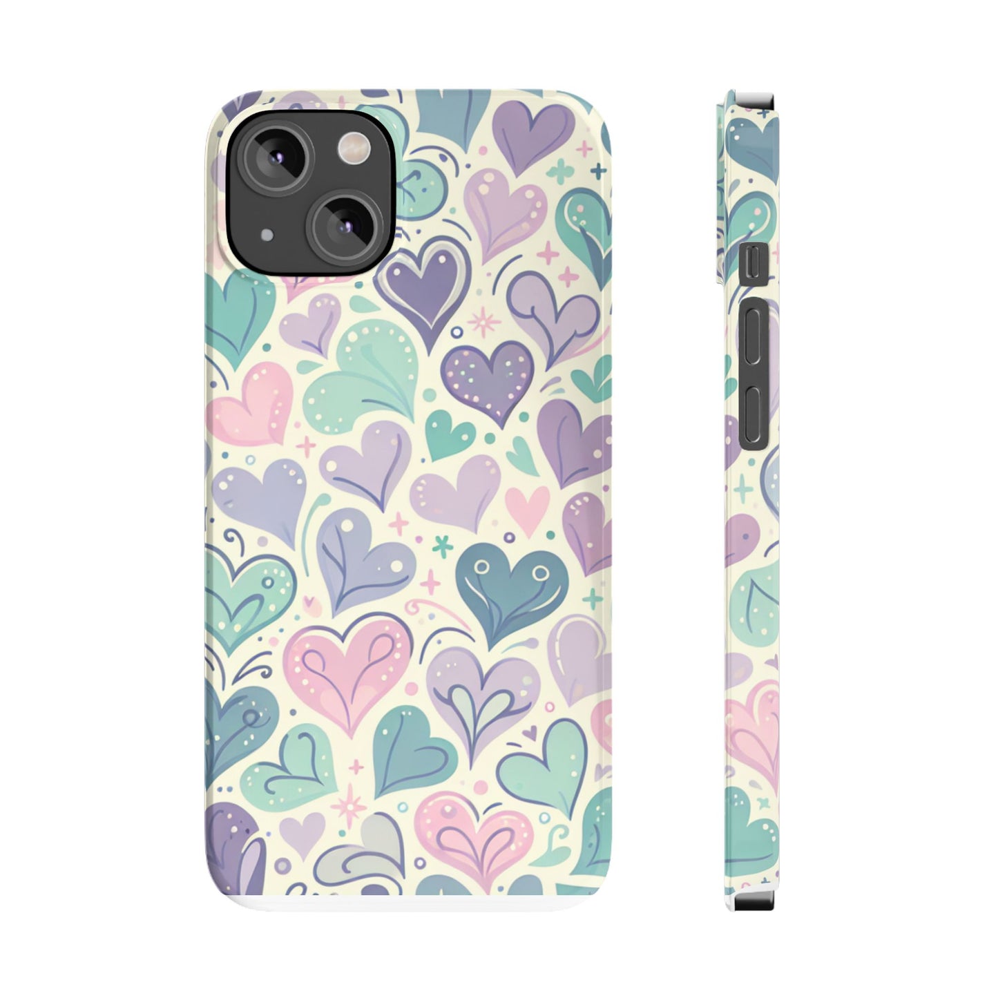 Whimsical Heart Slim Phone Case - Cute Coaster, Valentine's Gift, Gift for Her, Love-themed Case, Colorful Phone Accessory
