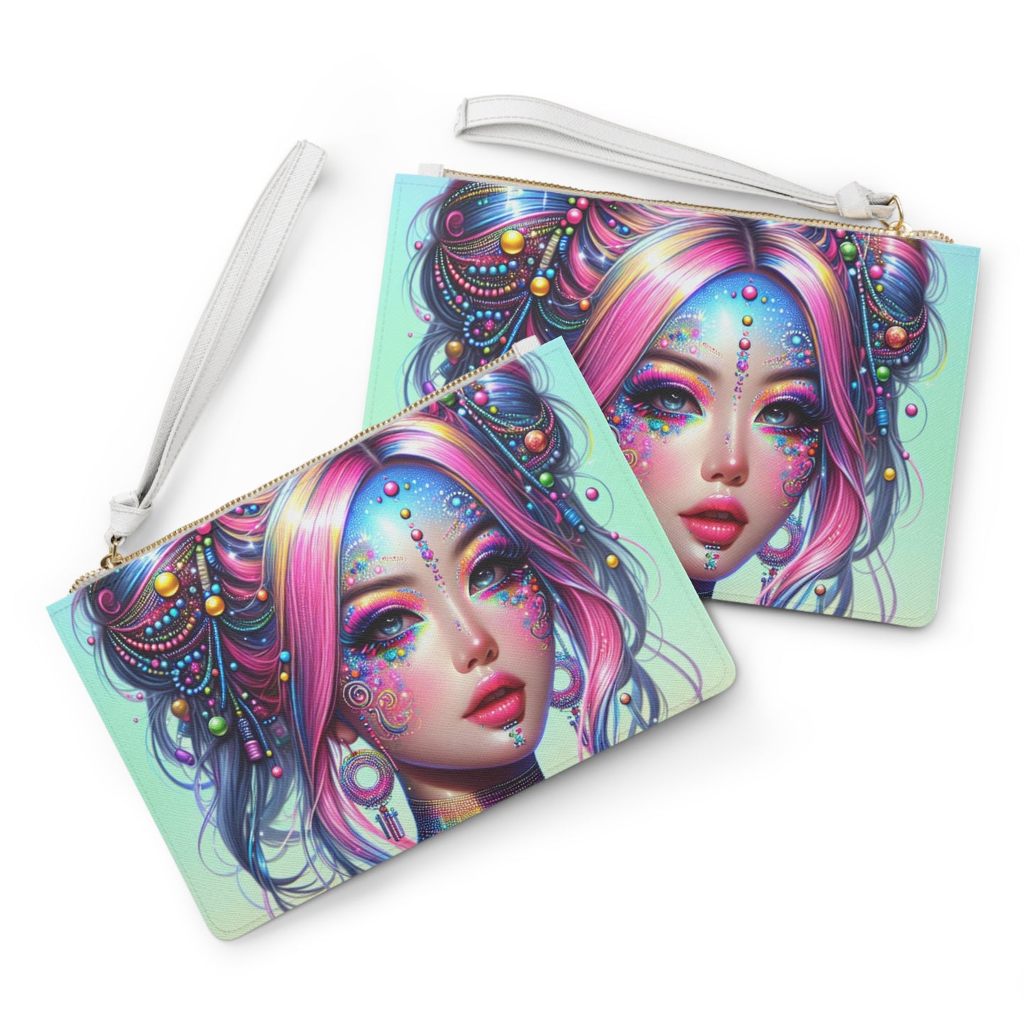 Vibrant Art Clutch Bag, Colorful Makeup Pouch, Festival Accessory, Gift for Her, Boho Chic Organizer