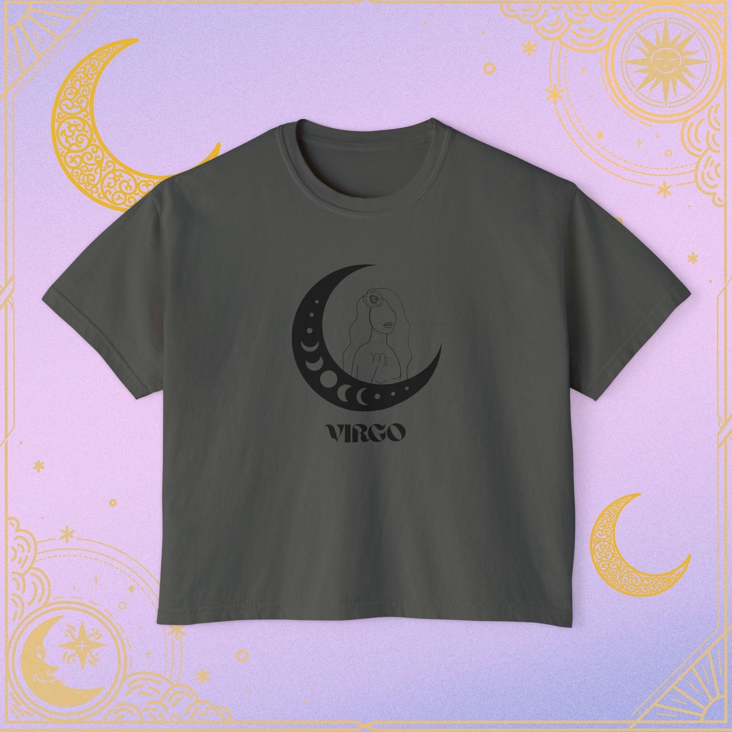 Virgo Astrology Women's Boxy Tee, Celestial Graphic Tee, Horoscope T-Shirt, Astrology Clothing, Gift for Virgo