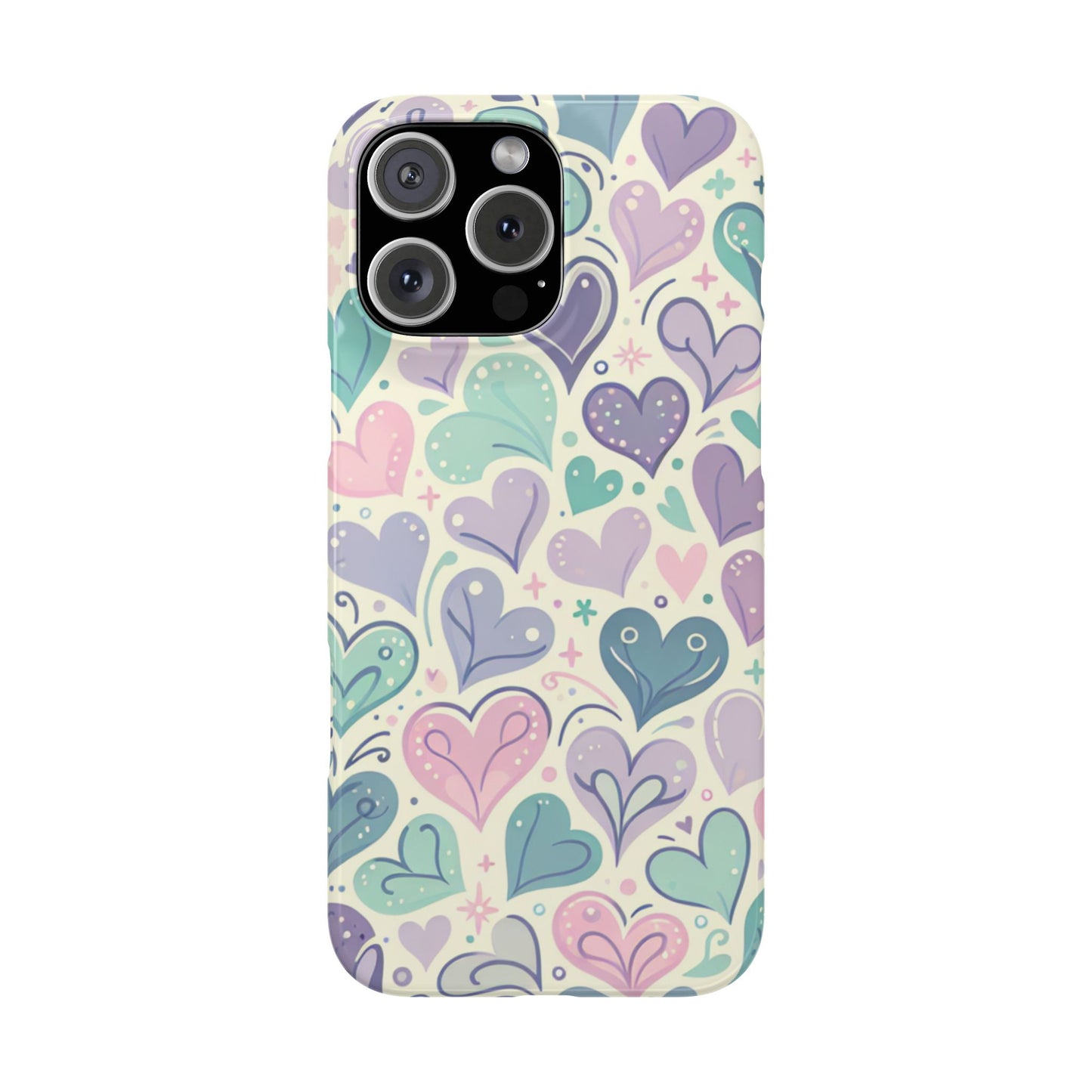 Whimsical Heart Slim Phone Case - Cute Coaster, Valentine's Gift, Gift for Her, Love-themed Case, Colorful Phone Accessory