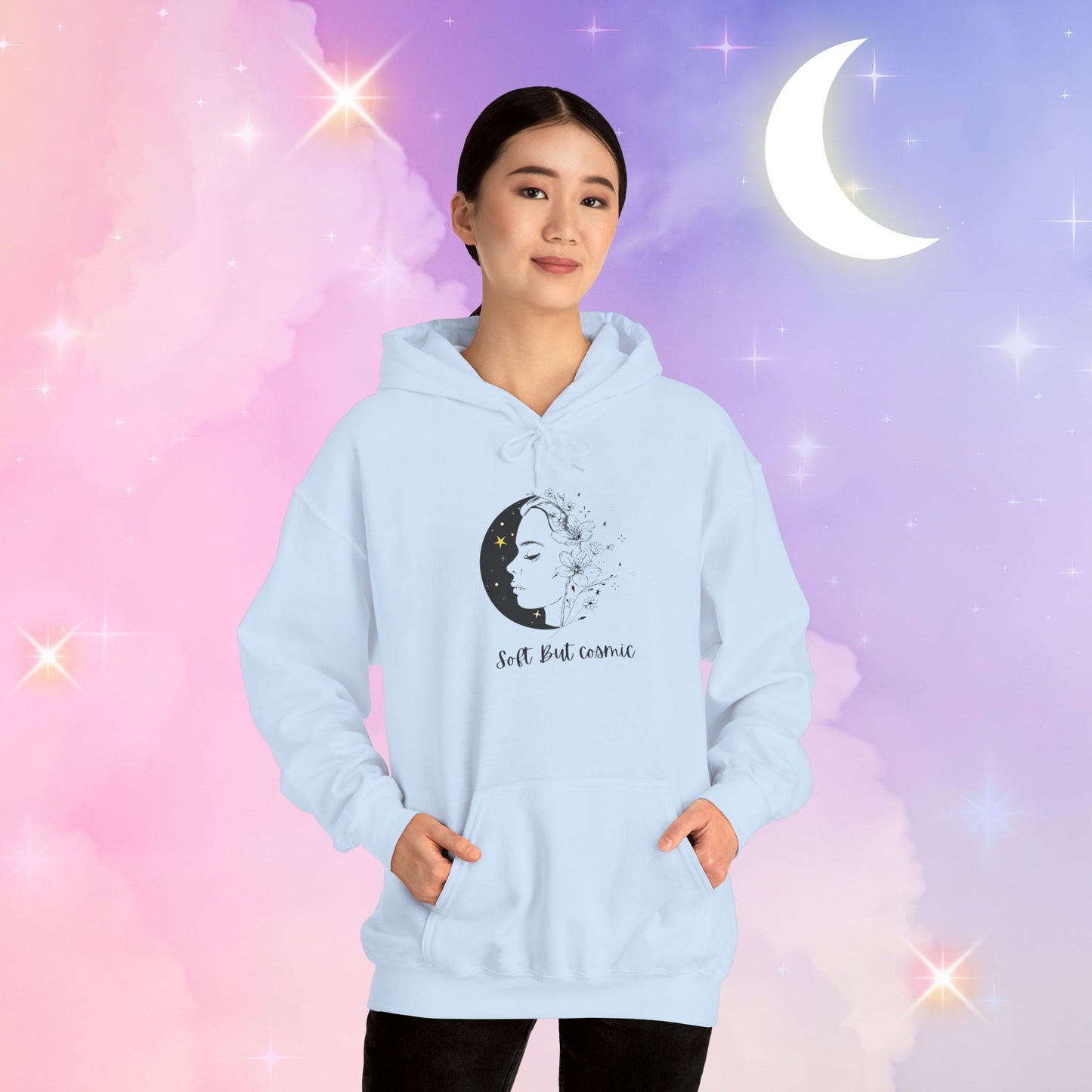 Moonlit Inspiration Unisex Heavy Blend Hoodie, Cozy Sweatshirt for Self-Care, Gift for Her, Custom Quote Apparel, Winter Fashion