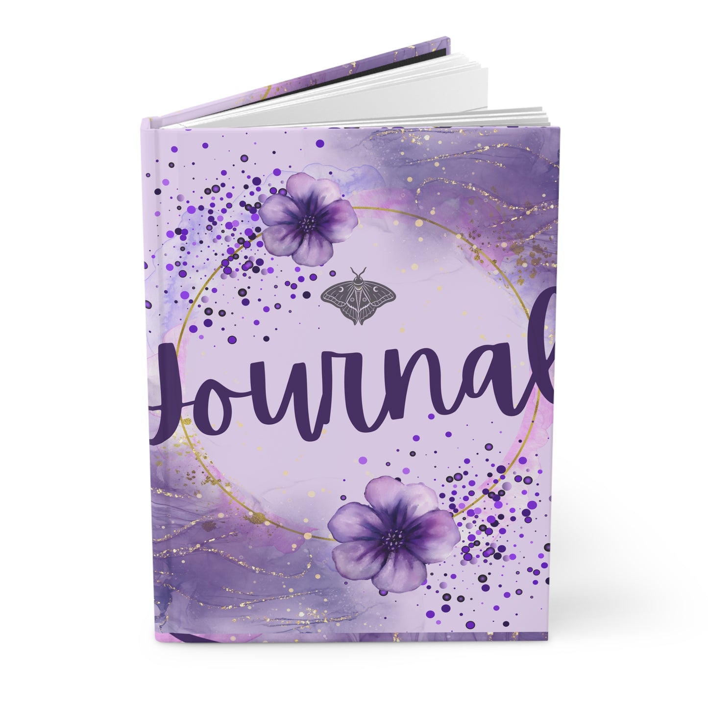 Elegant Floral Hardcover Journal with Purple Accents, Personalized Gift, Writing Notebook, Gratitude Journal, Daily Planner, Custom Journal