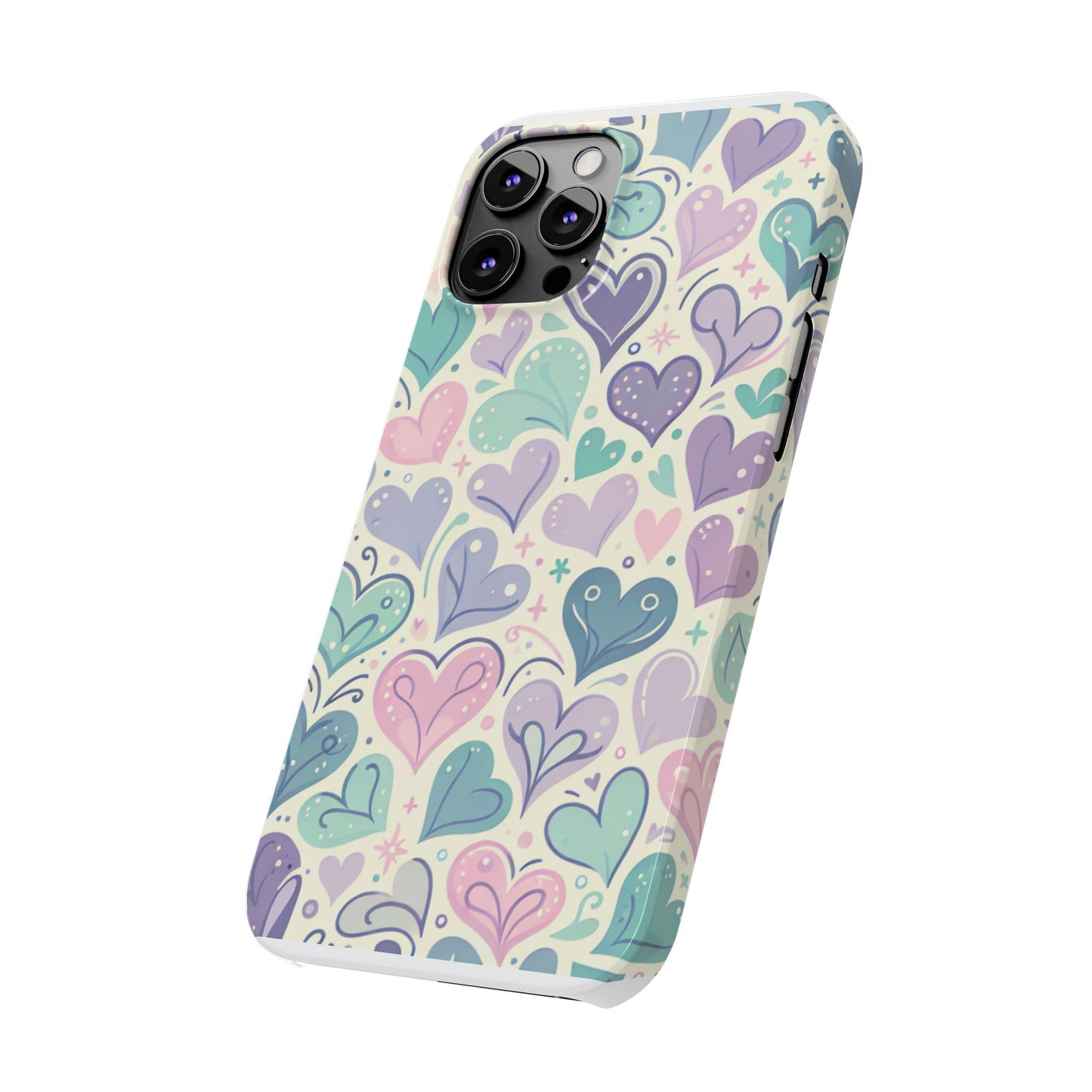 Whimsical Heart Slim Phone Case - Cute Coaster, Valentine's Gift, Gift for Her, Love-themed Case, Colorful Phone Accessory