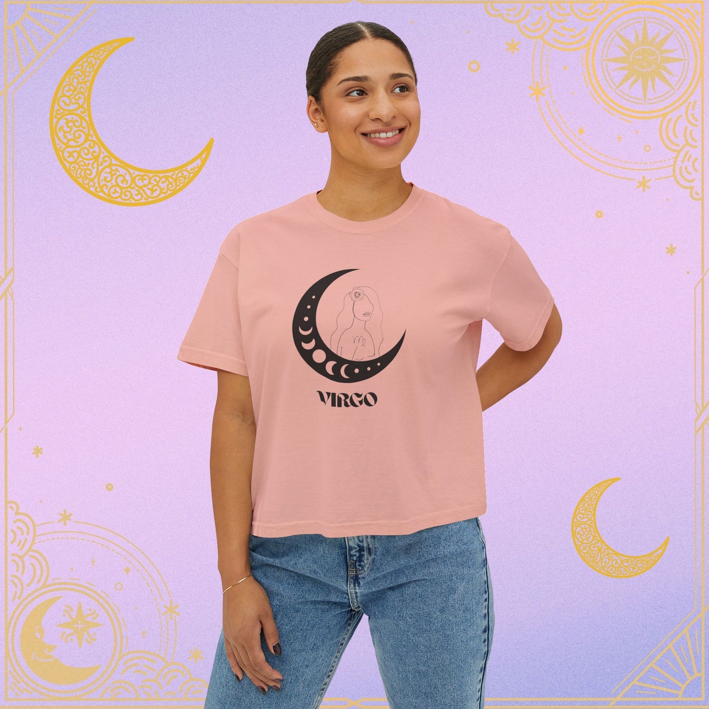 Virgo Astrology Women's Boxy Tee, Celestial Graphic Tee, Horoscope T-Shirt, Astrology Clothing, Gift for Virgo