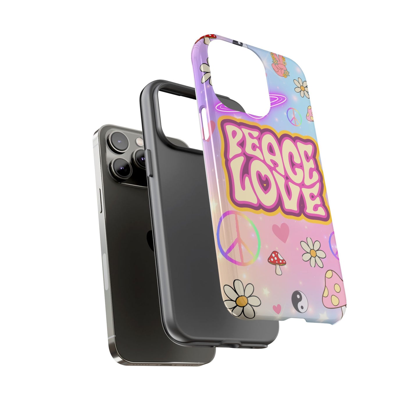 Peace and Love Phone Case, Retro Vibe Tough Case, Gift for Friends, Boho Aesthetic, Spring Celebration, Trendy Accessory