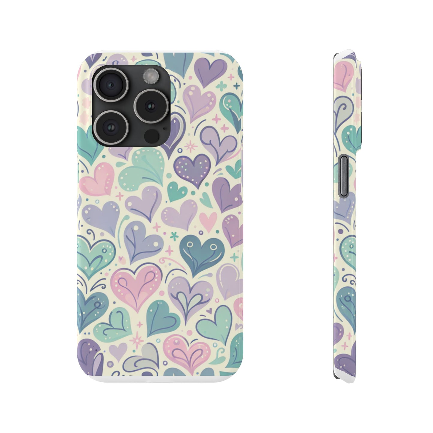 Whimsical Heart Slim Phone Case - Cute Coaster, Valentine's Gift, Gift for Her, Love-themed Case, Colorful Phone Accessory