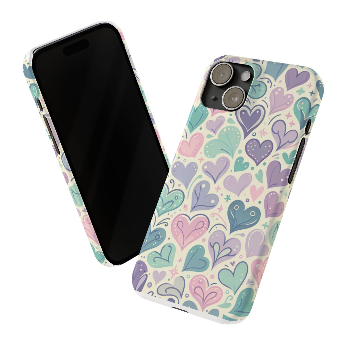 Whimsical Heart Slim Phone Case - Cute Coaster, Valentine's Gift, Gift for Her, Love-themed Case, Colorful Phone Accessory