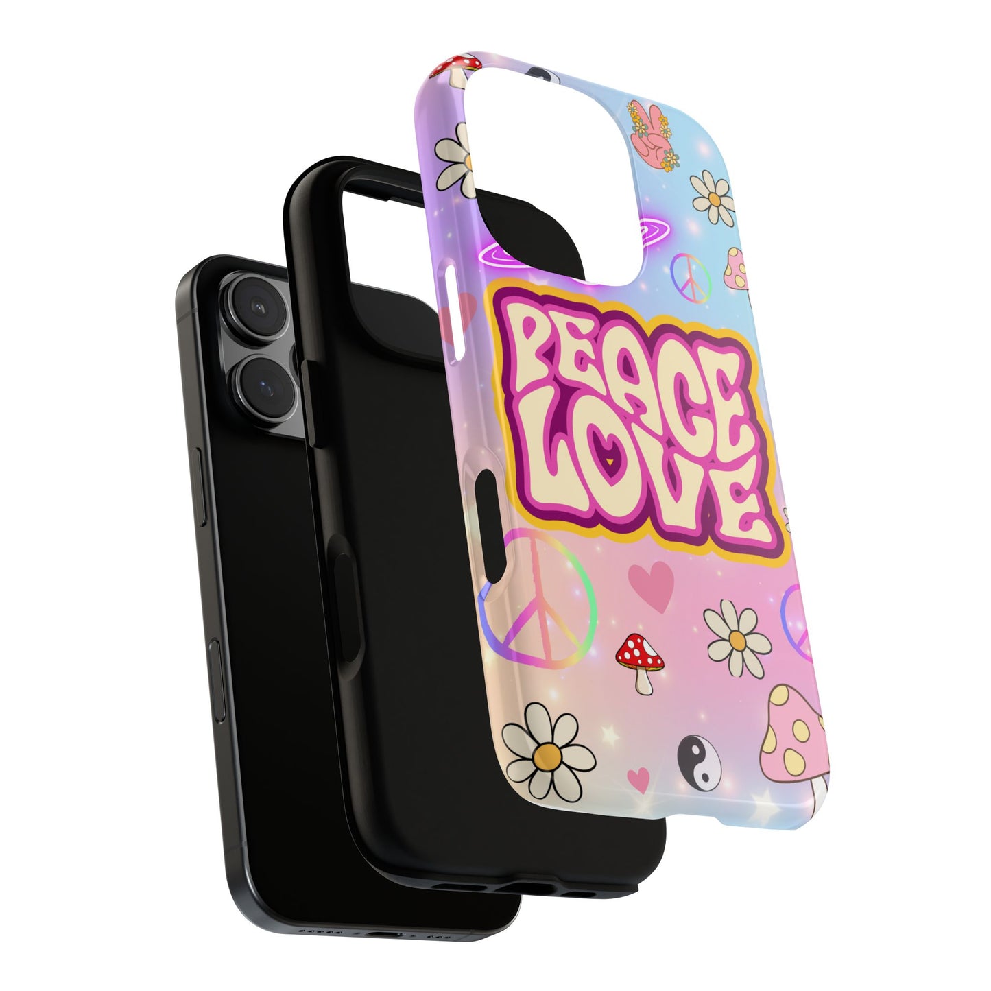 Peace and Love Phone Case, Retro Vibe Tough Case, Gift for Friends, Boho Aesthetic, Spring Celebration, Trendy Accessory