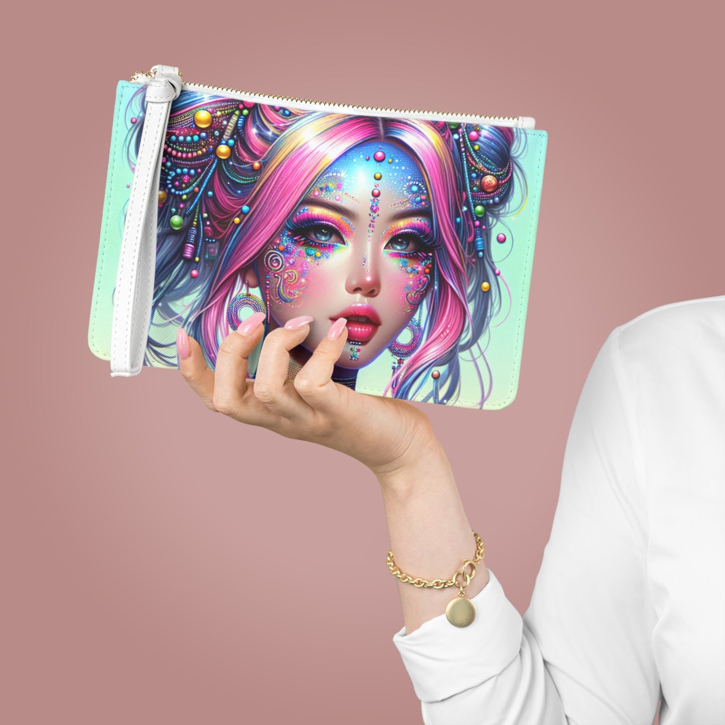 Vibrant Art Clutch Bag, Colorful Makeup Pouch, Festival Accessory, Gift for Her, Boho Chic Organizer