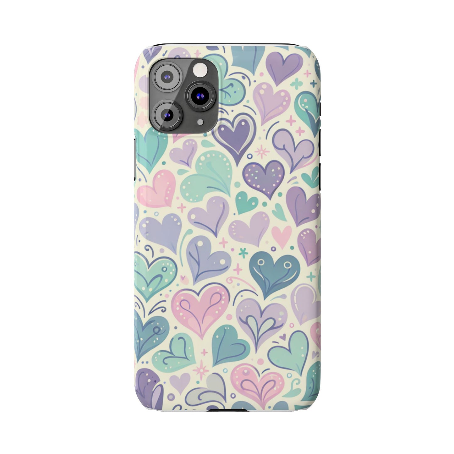 Whimsical Heart Slim Phone Case - Cute Coaster, Valentine's Gift, Gift for Her, Love-themed Case, Colorful Phone Accessory
