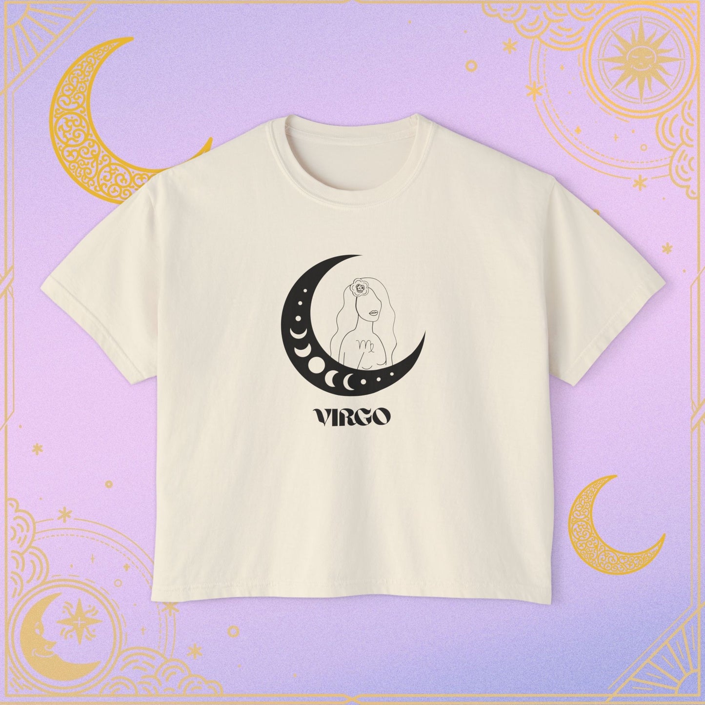 Virgo Astrology Women's Boxy Tee, Celestial Graphic Tee, Horoscope T-Shirt, Astrology Clothing, Gift for Virgo