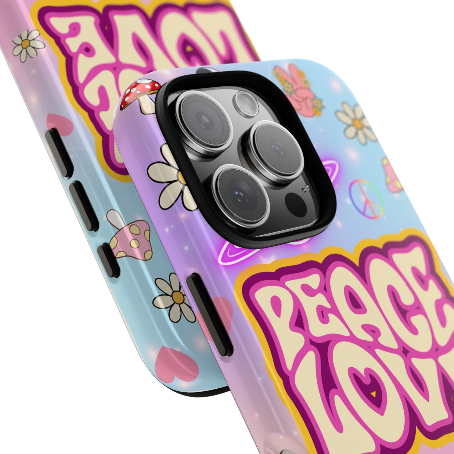 Peace and Love Phone Case, Retro Vibe Tough Case, Gift for Friends, Boho Aesthetic, Spring Celebration, Trendy Accessory
