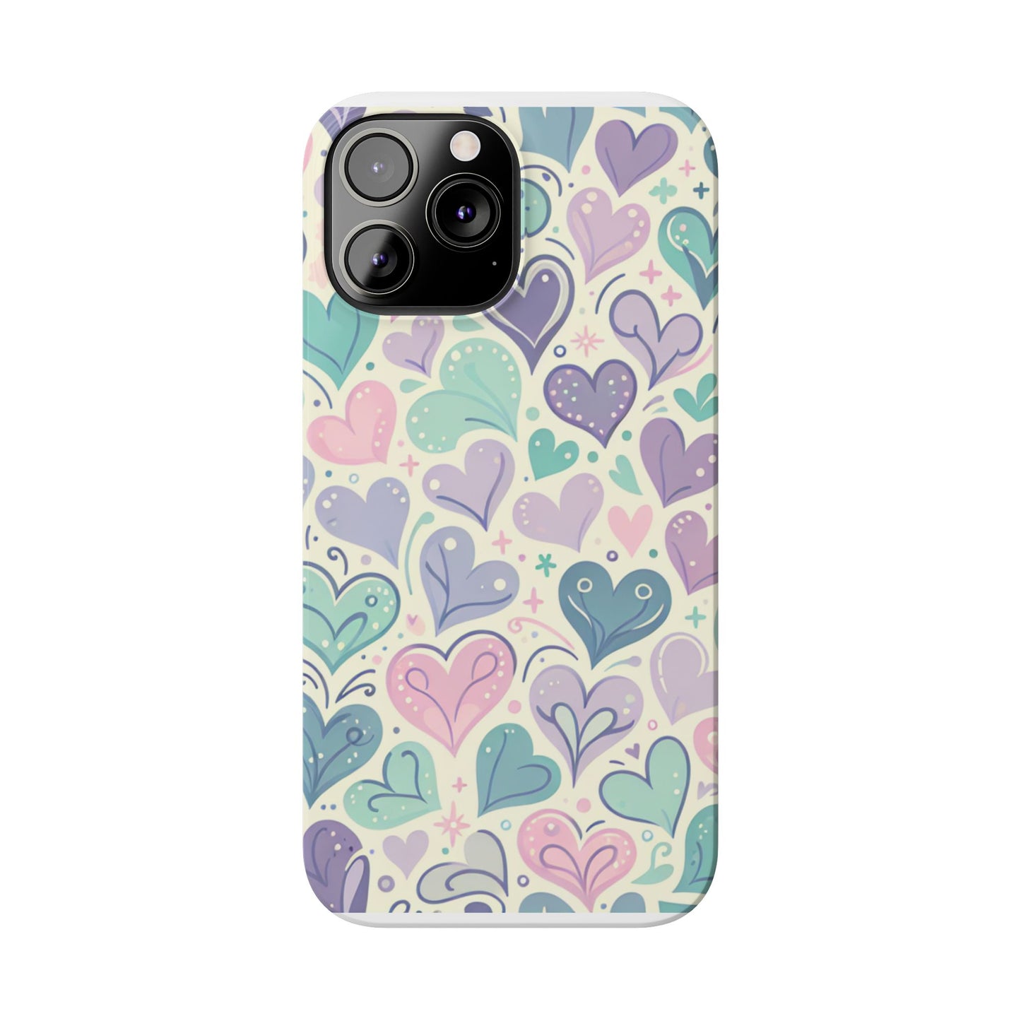 Whimsical Heart Slim Phone Case - Cute Coaster, Valentine's Gift, Gift for Her, Love-themed Case, Colorful Phone Accessory