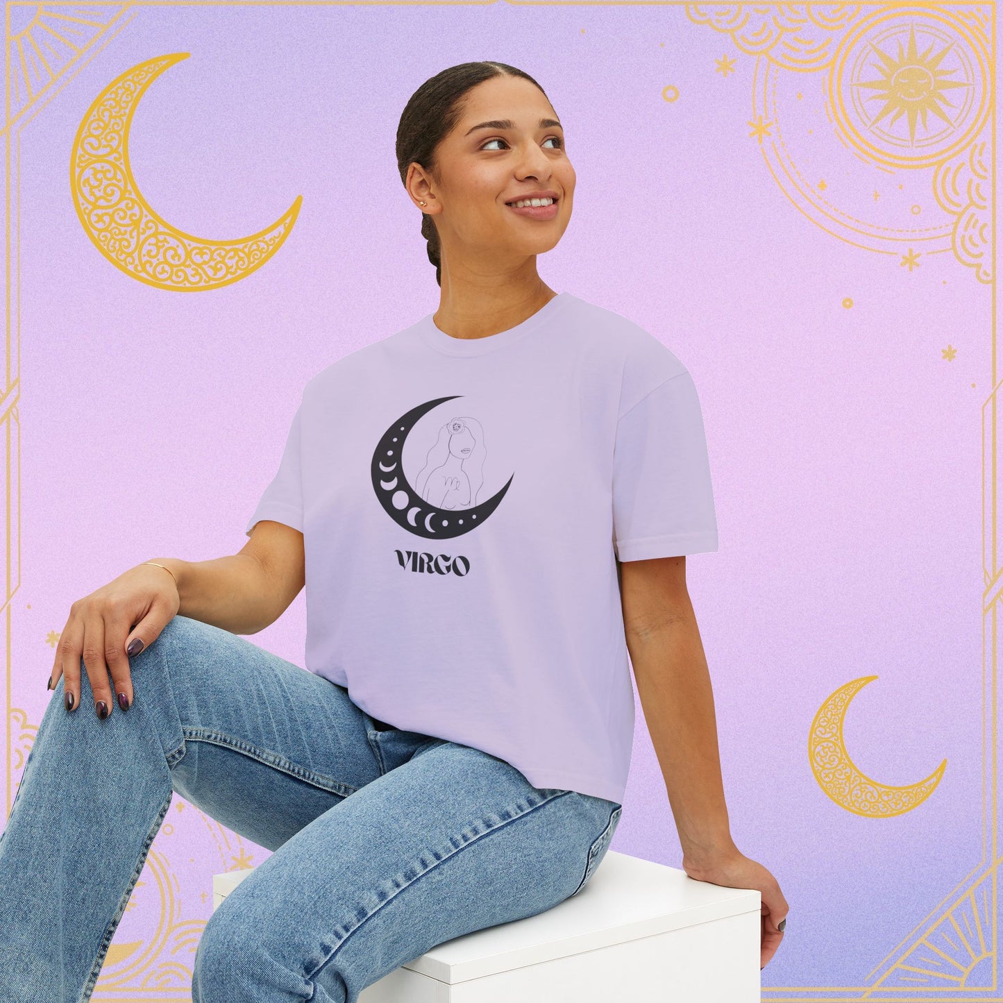 Virgo Astrology Women's Boxy Tee, Celestial Graphic Tee, Horoscope T-Shirt, Astrology Clothing, Gift for Virgo