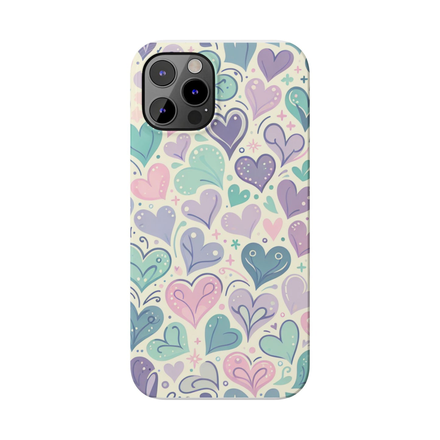 Whimsical Heart Slim Phone Case - Cute Coaster, Valentine's Gift, Gift for Her, Love-themed Case, Colorful Phone Accessory