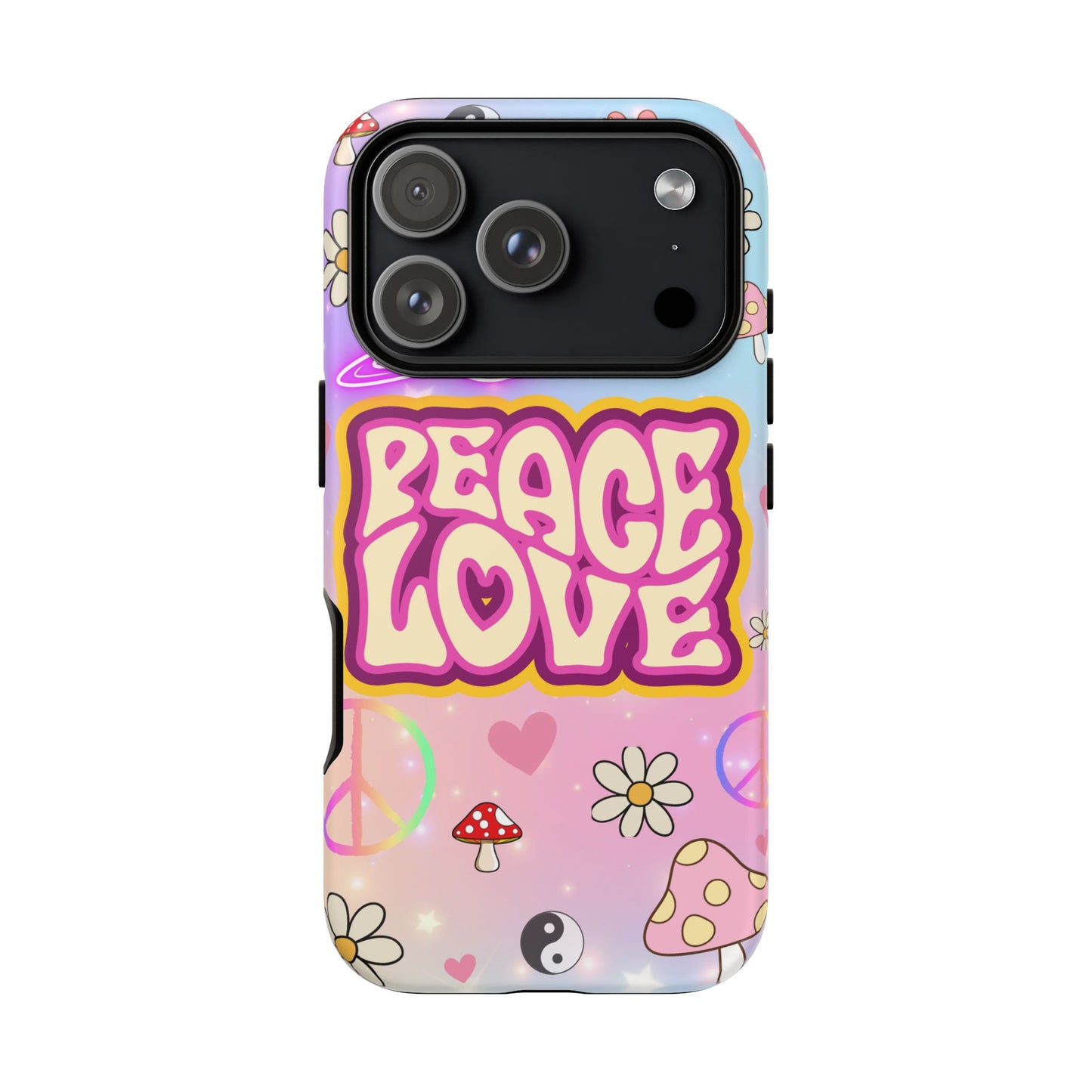 Peace and Love Phone Case, Retro Vibe Tough Case, Gift for Friends, Boho Aesthetic, Spring Celebration, Trendy Accessory