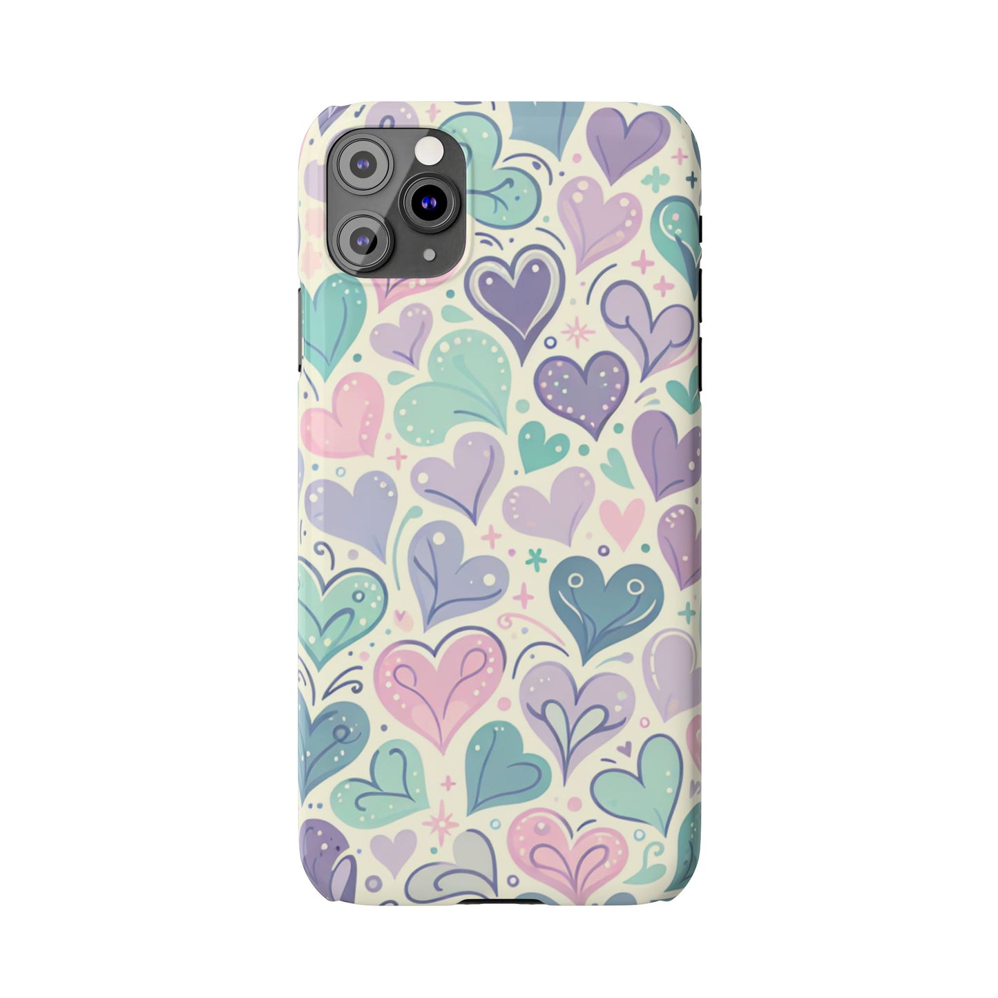 Whimsical Heart Slim Phone Case - Cute Coaster, Valentine's Gift, Gift for Her, Love-themed Case, Colorful Phone Accessory