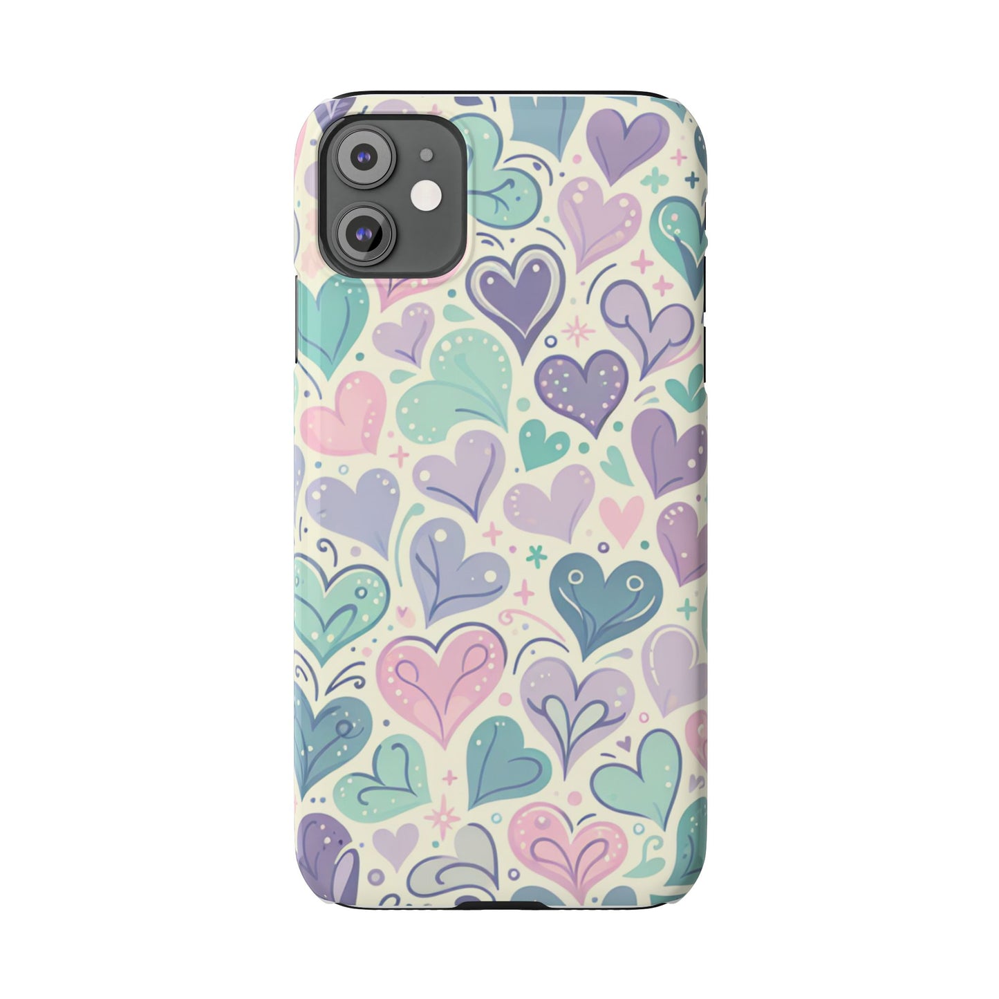 Whimsical Heart Slim Phone Case - Cute Coaster, Valentine's Gift, Gift for Her, Love-themed Case, Colorful Phone Accessory